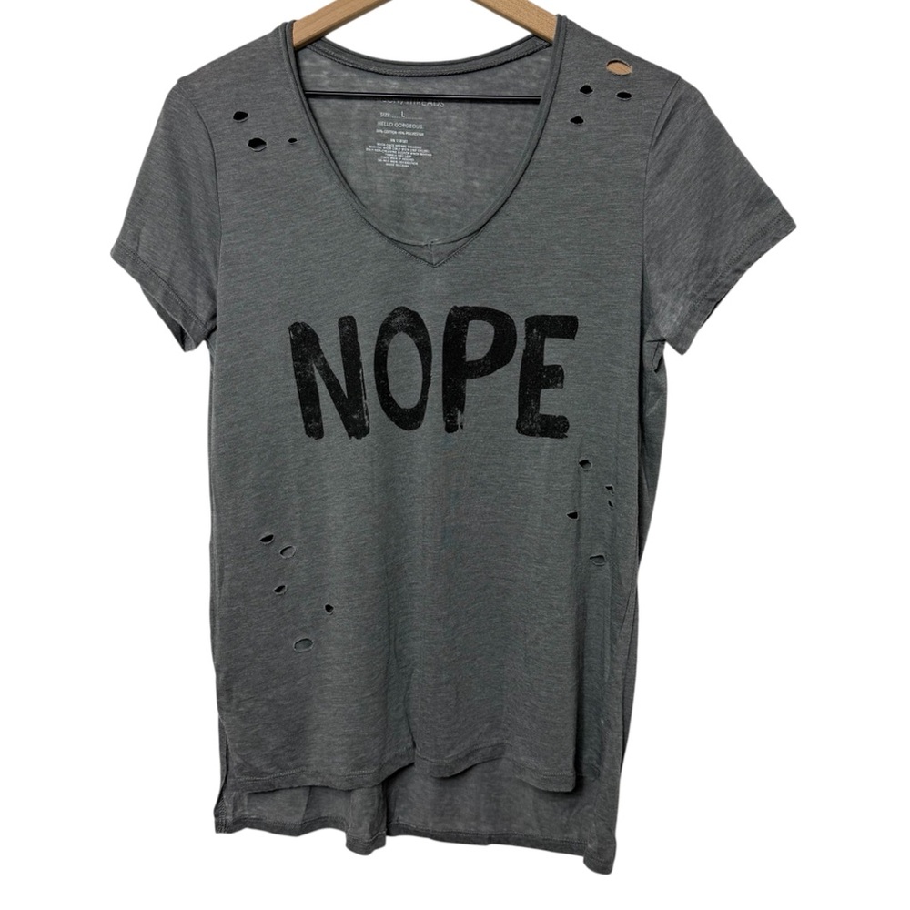 GRAYSON THREADS NOPE GREY BLACK WOMEN SHORT SLEEVE SHIRT SIZE LARGE